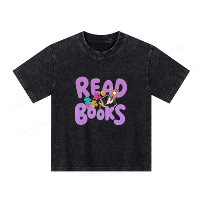 Pagewings Read Books Unisex Kids Washed T-shirt