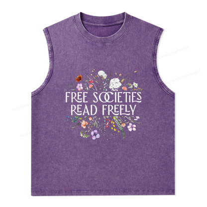Pagewings Free Societies Read Freely Unisex Washed Tank Top