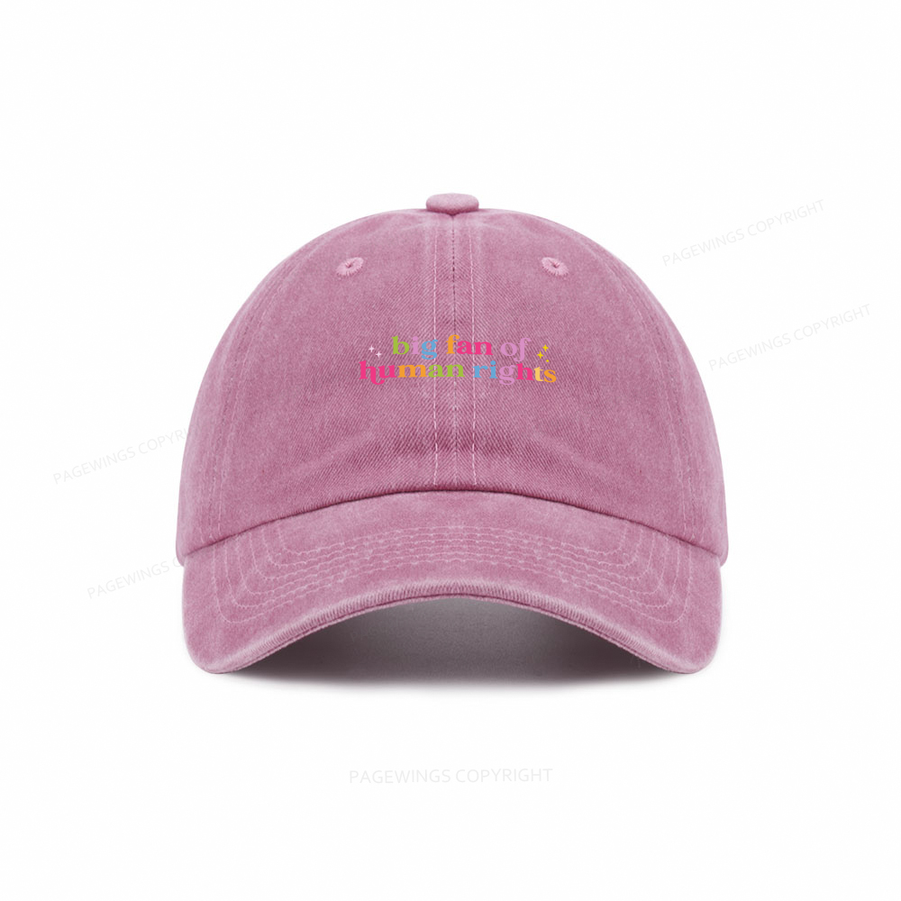 Pagewings Big Fan Of Human Rights Washed Cap