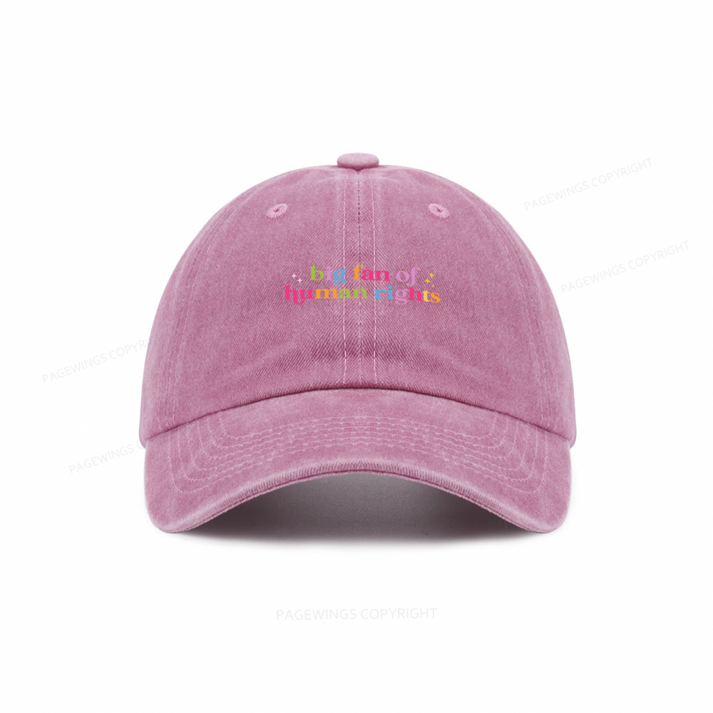 Pagewings Big Fan Of Human Rights Washed Cap