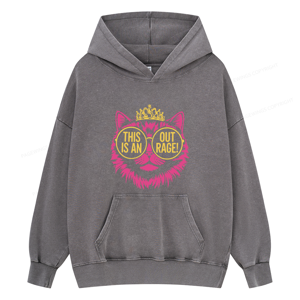 Pagewings This is an Outrage Unisex Washed Hoodie