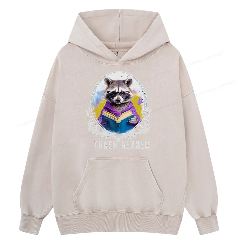 Pagewings Trash Reader Unisex Washed Hoodie