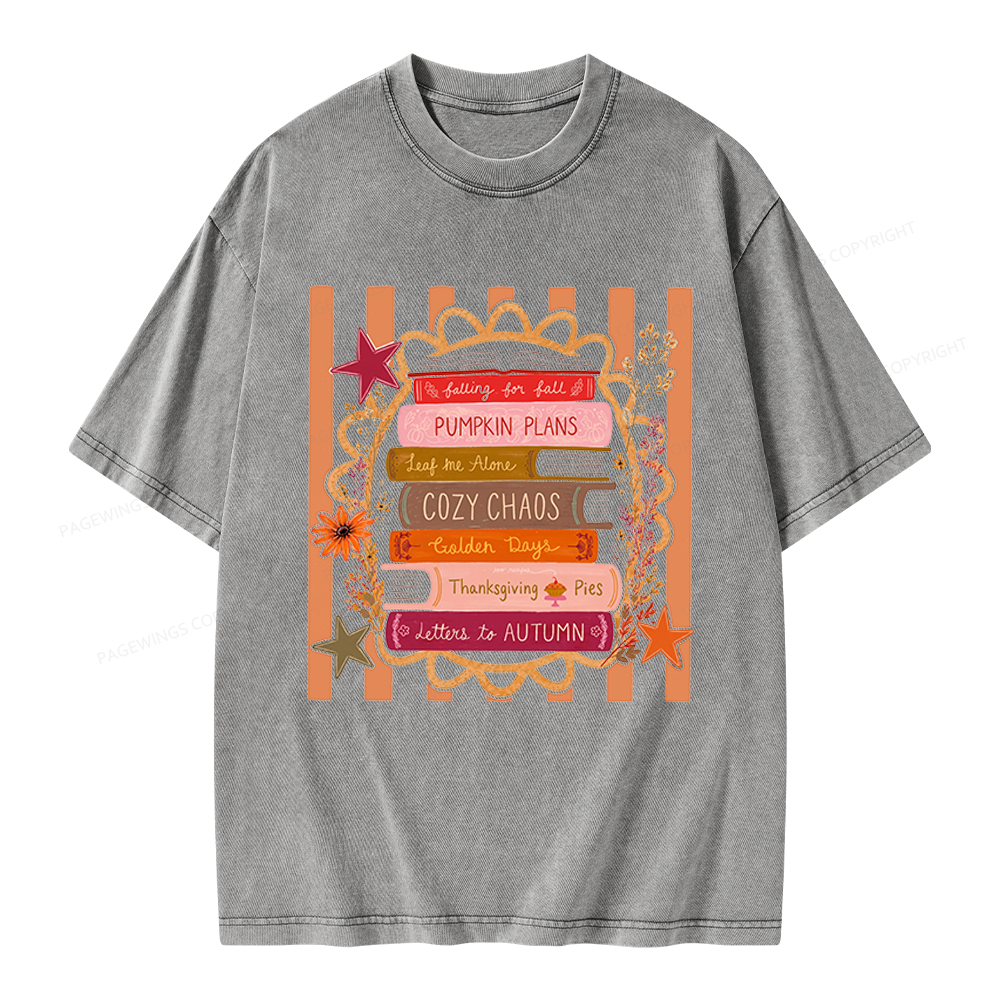 Pagewings All Booked For Fall Unisex Washed T-shirt