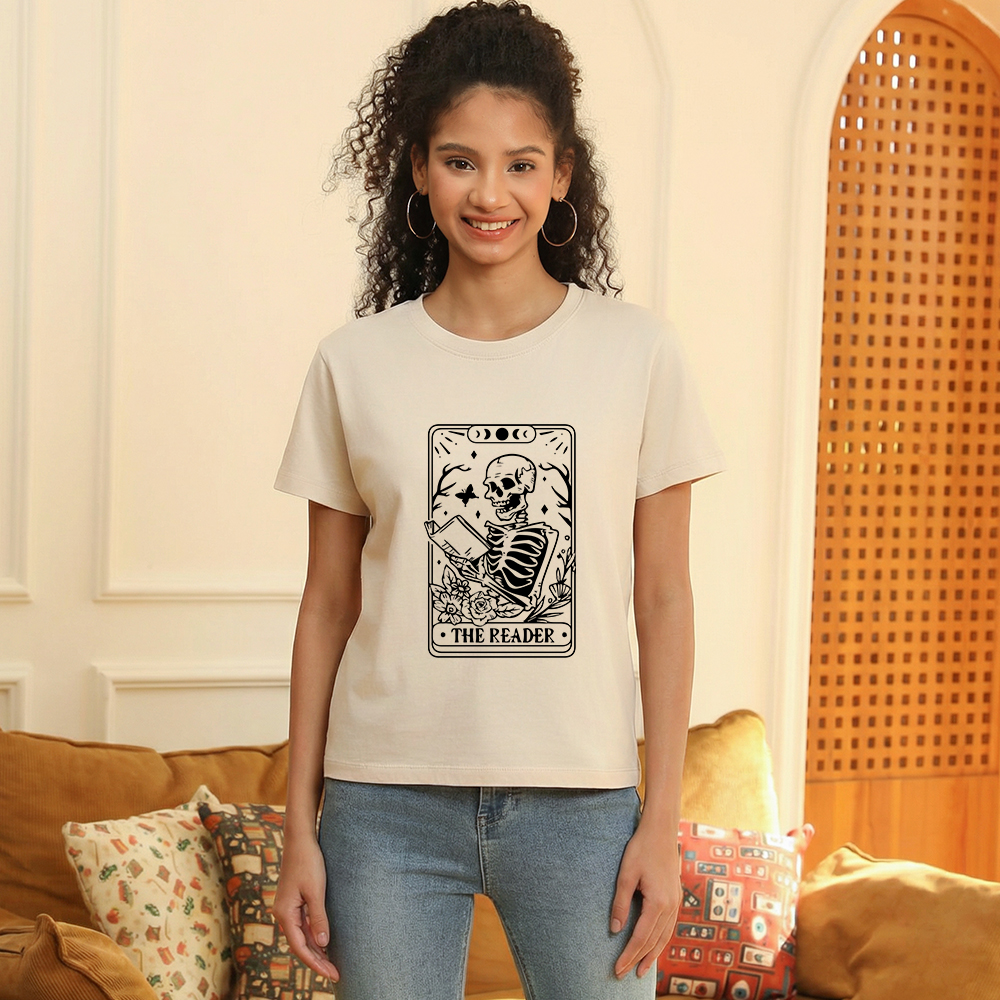 Pagewings Halloween The Reader Tarot Card Women's Washed T-shirt