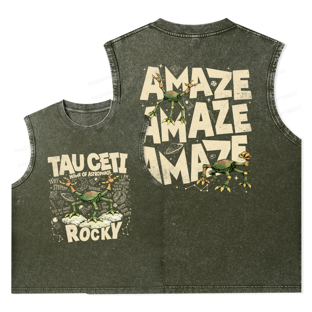 Pagewings Rocky Tau Ceti Home of Astrophage Unisex Washed Tank Top