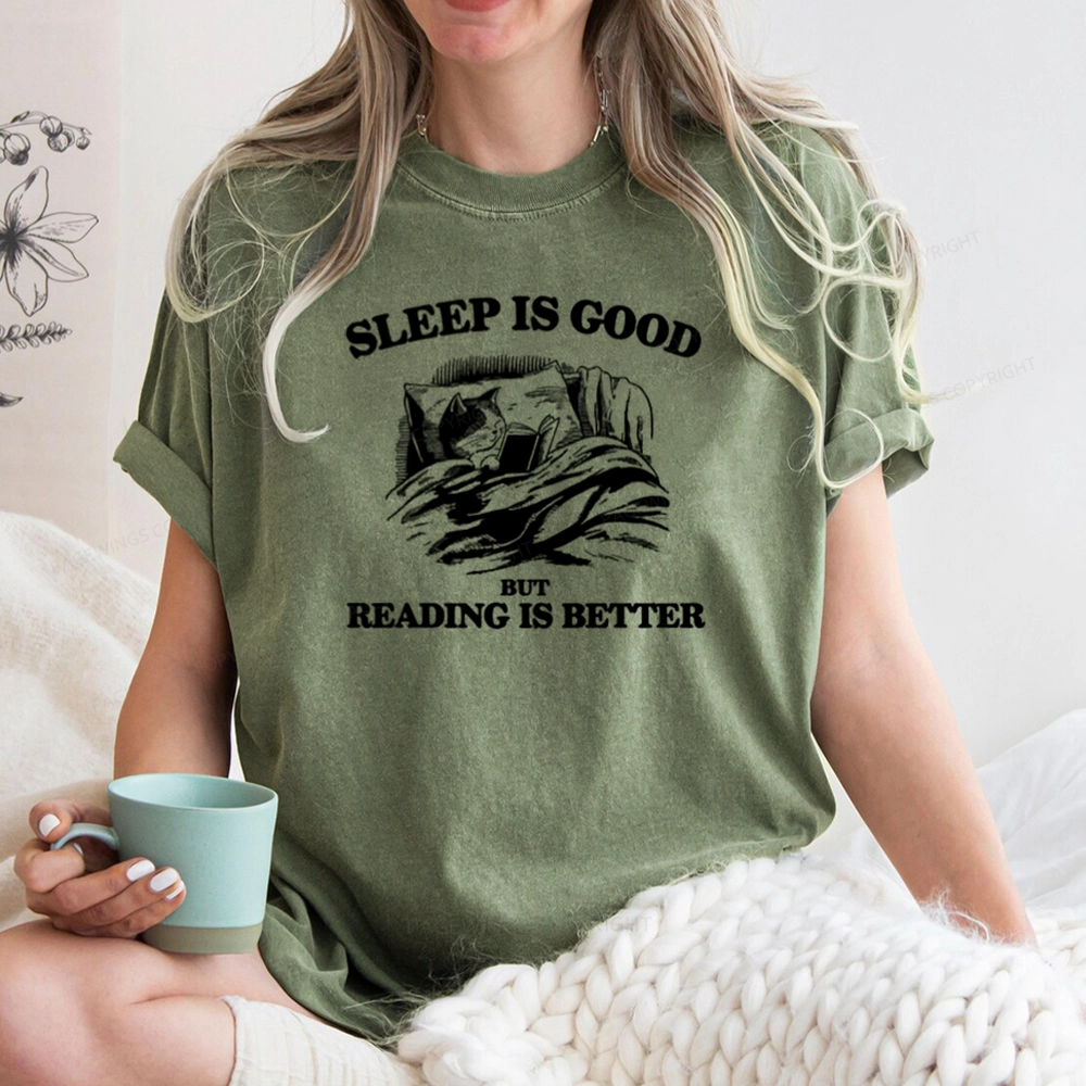 Pagewings Sleep Is Good But Reading Is Better Unisex Washed T-shirt