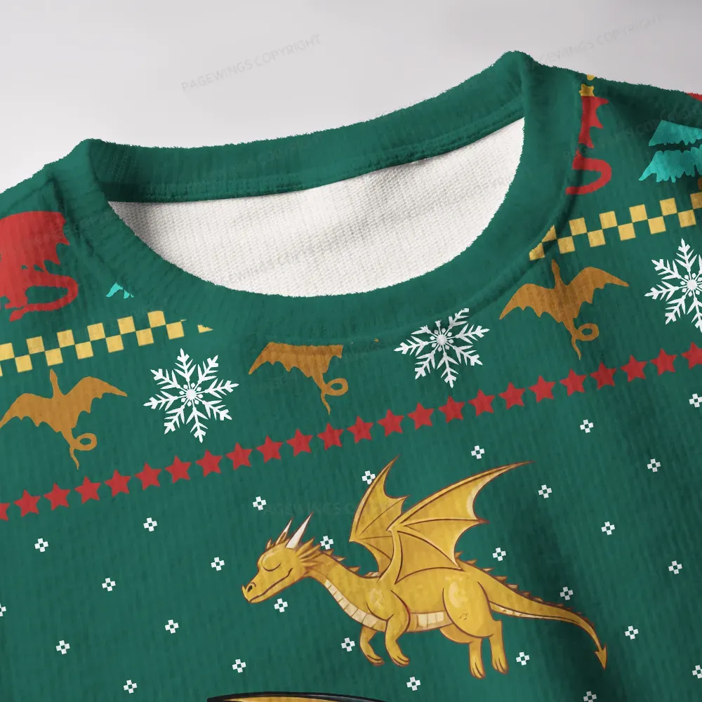 Pagewings Book Dragon Unisex Ugly Knit Sweatshirt