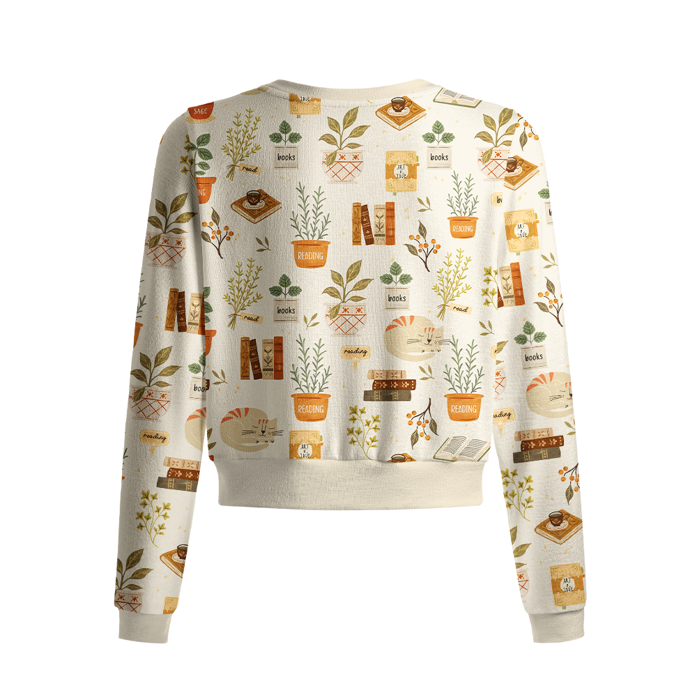Pagewings Cozy Reading Crew Neck Cardigan Sweaters