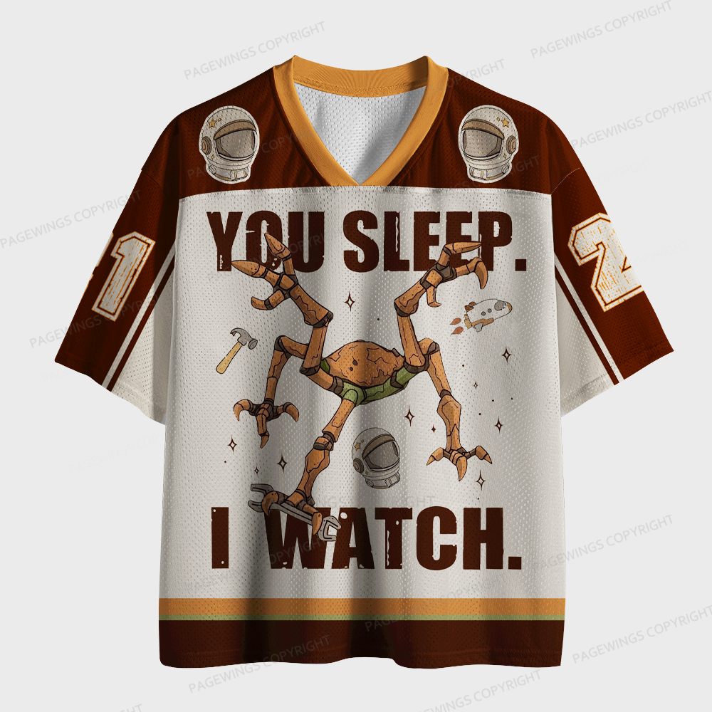Pagewings You Sleep I Watch Unisex Mesh Jersey