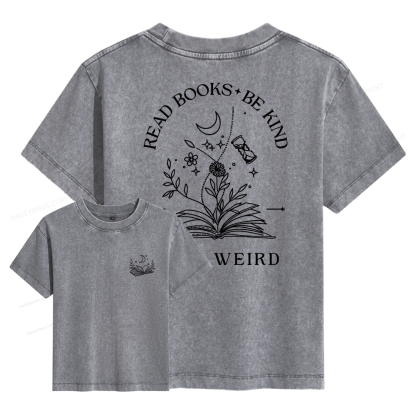 Pagewings Read Books Be Kind Stay Weird Women's Washed T-shirt