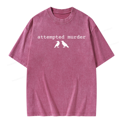 Pagewings Attempted Murder Crow Unisex Washed T-shirt