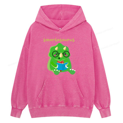 Pagewing Smart Dinosaur Is Reading Seriously Unisex Washed Hoodie