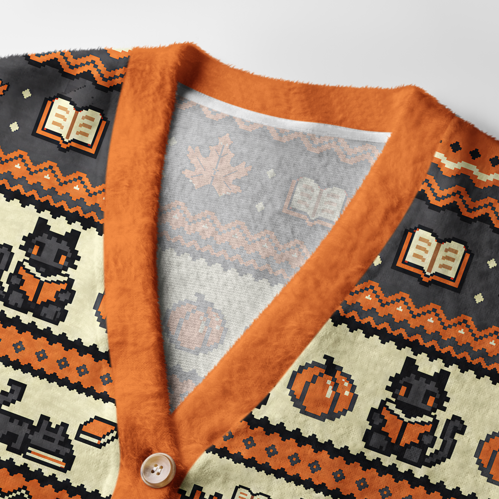 Pagewings Halloween Bookish Light Knit Unisex Cardigan Sweaters