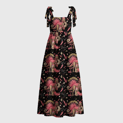 Pagewings Literature Lover Tie Shoulder Maxi Dress