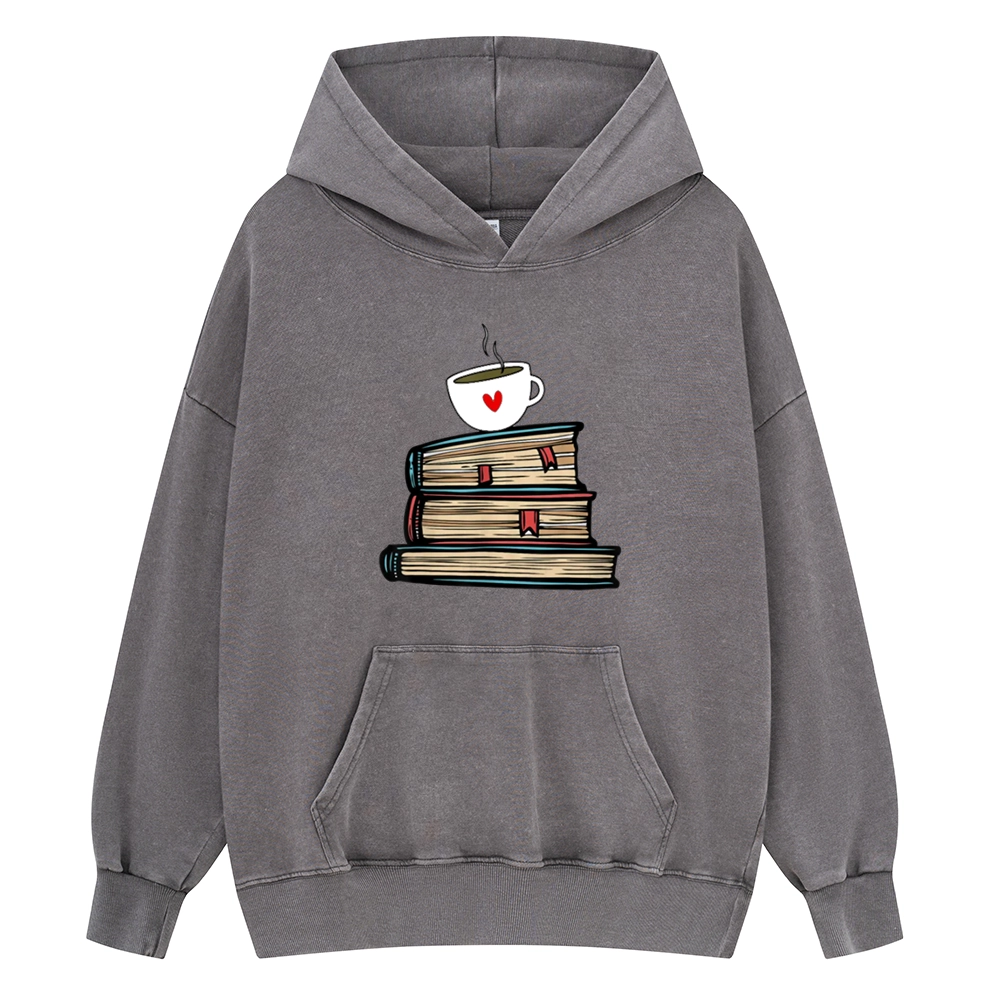 Pagewings Tea Cup Book Lovers Unisex Washed Hoodie