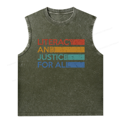 Pagewings Literacy and Justice For All Unisex Washed Tank Top