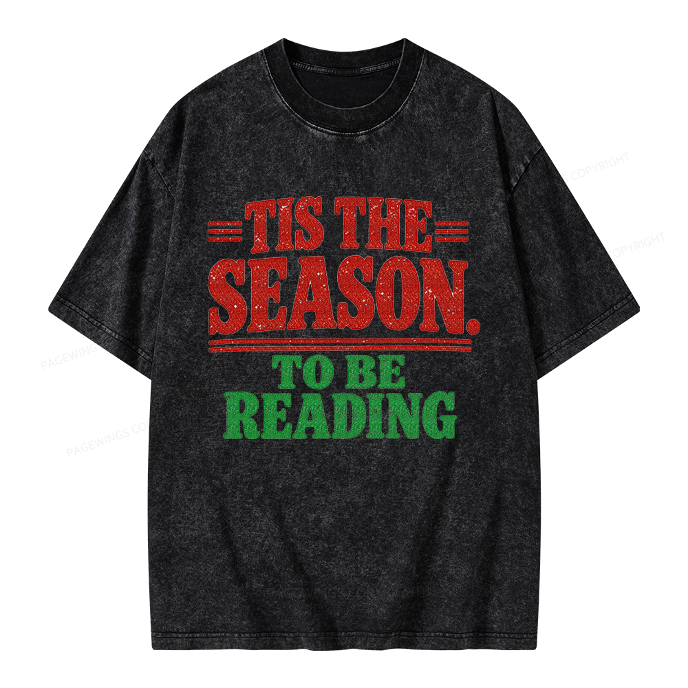 Pagewings Tis The Season to be Reading Unisex Washed T-shirt
