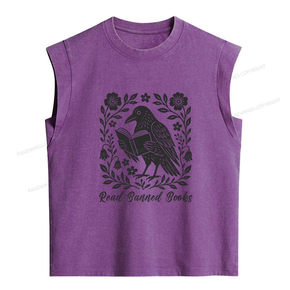 Pagewings Read Banned Books Women's Washed Tank Top