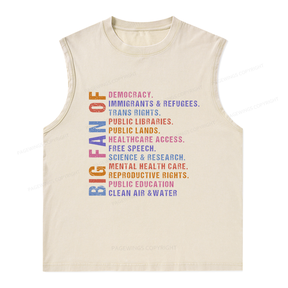 Pagewings Big Fan of Human Rights Unisex Washed Tank Top