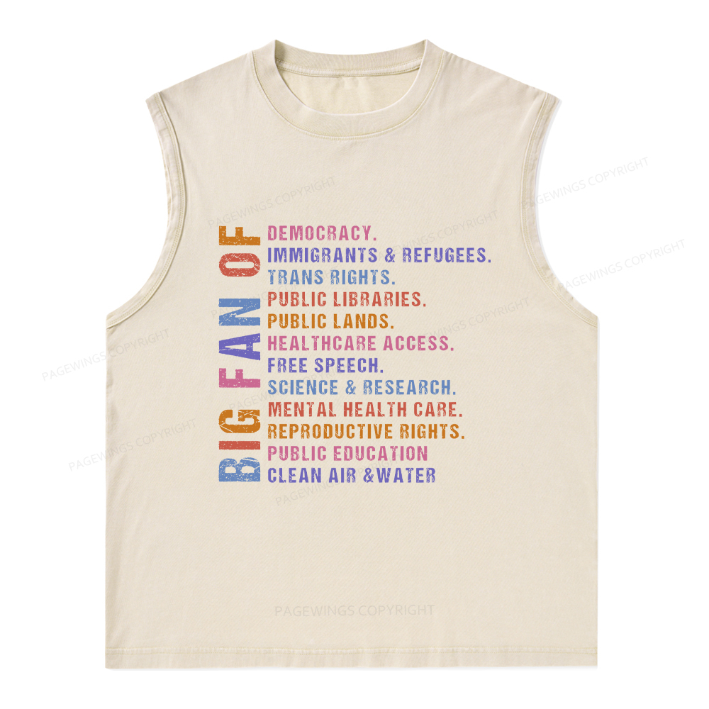 Pagewings Big Fan of Human Rights Unisex Washed Tank Top
