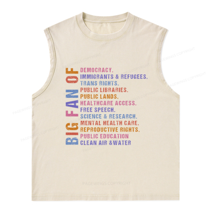 Pagewings Big Fan of Human Rights Unisex Washed Tank Top