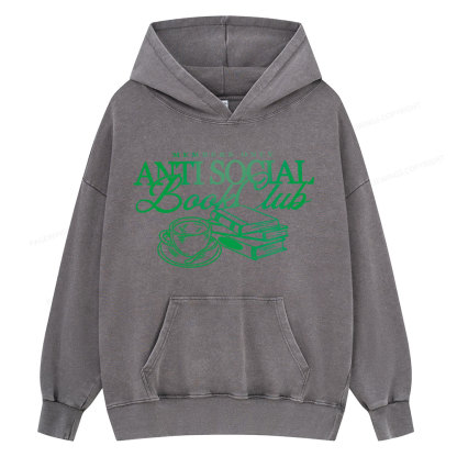Pagewings Anti Social Book Club Unisex Washed Hoodie