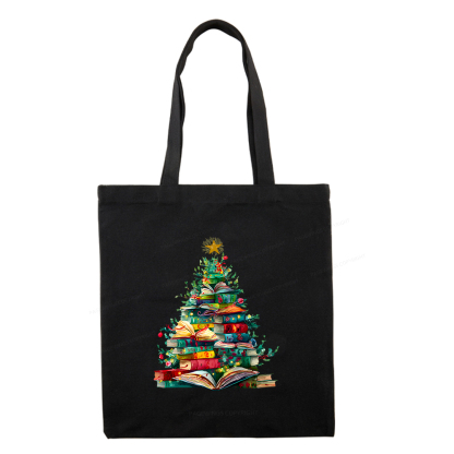 Pagewings Christmas Book Tree Tote Bag