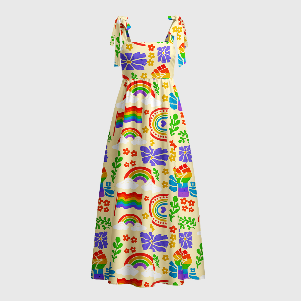 Pagewings Rainbow Tie Shoulder Maxi Dress