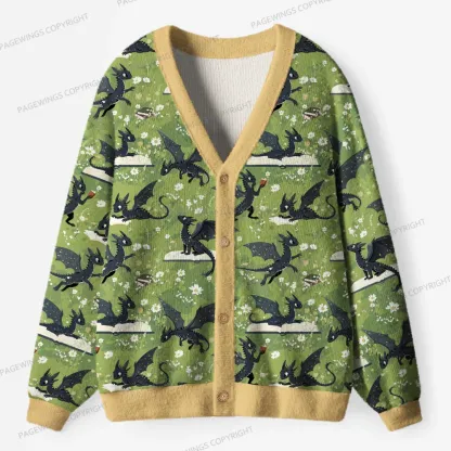 Pagewings Book Dragon  Unisex Ugly Cardigan Sweaters