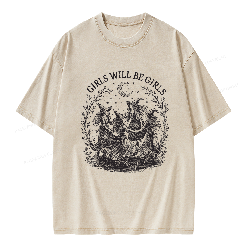 Pagewings Girls Will Be Girls Unisex Washed T-shirt