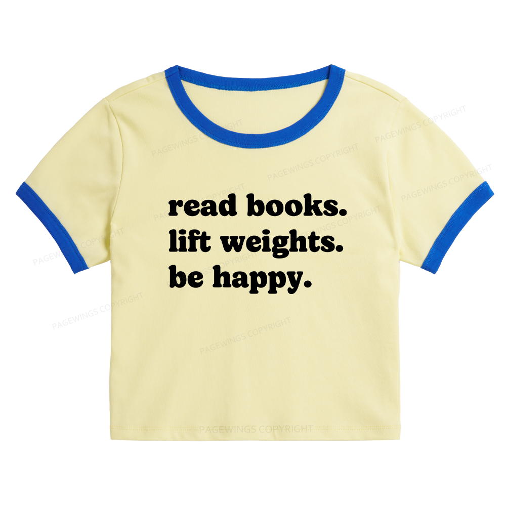 Pagewings Book Lover Gym Baby Tee Cropped Ringer T-Shirt