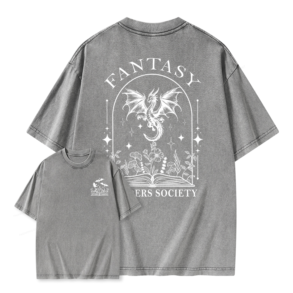 Pagewings Fantasy Reader Society Unisex Washed T-shirt