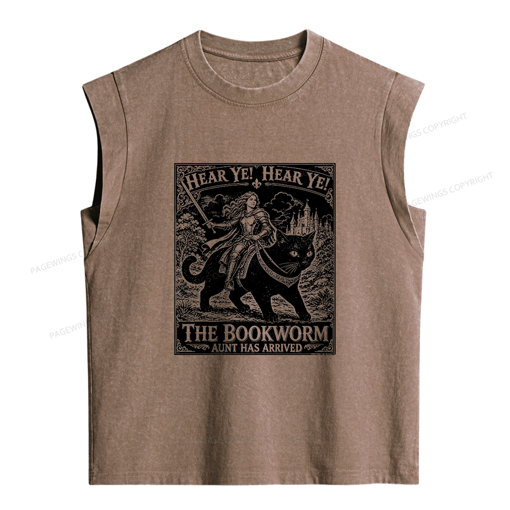 Pagewings Bookworm Knight Riding Women's Washed Tank Top