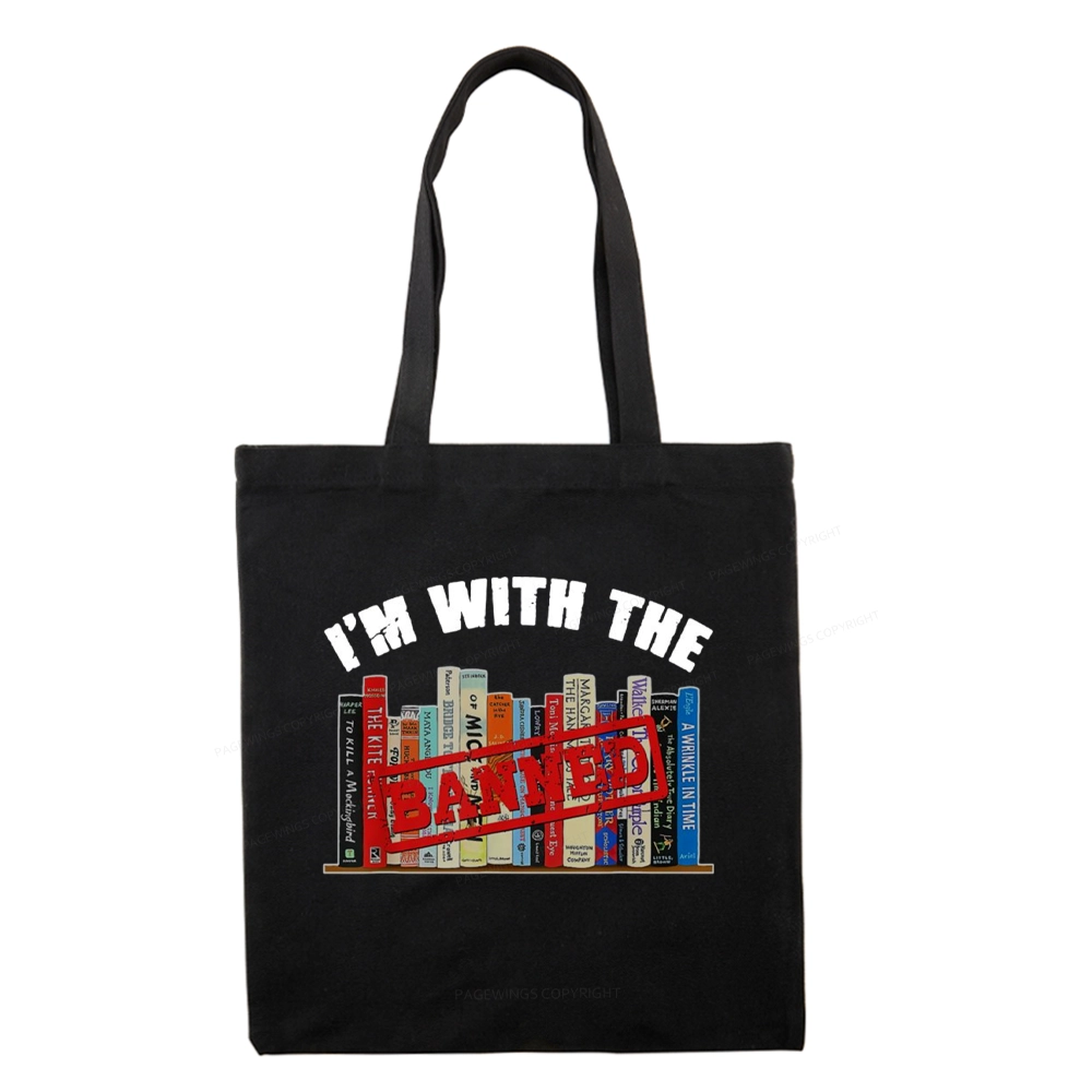 Pagewings I'm With The Banned Funny Book Tote Bag
