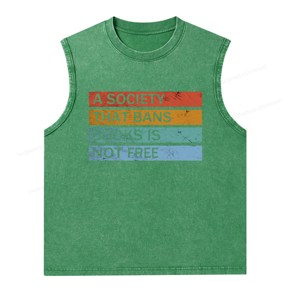 Pagewings Banned Books Shirt, Read Banned Books Unisex Washed Tank Top