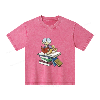 Pagewings Reading Snail and Book Unisex Kids Washed T-shirt