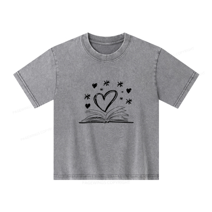 Pagewings Bookworm Librarian Valentines Day Book Unisex Kids Washed T-shirt