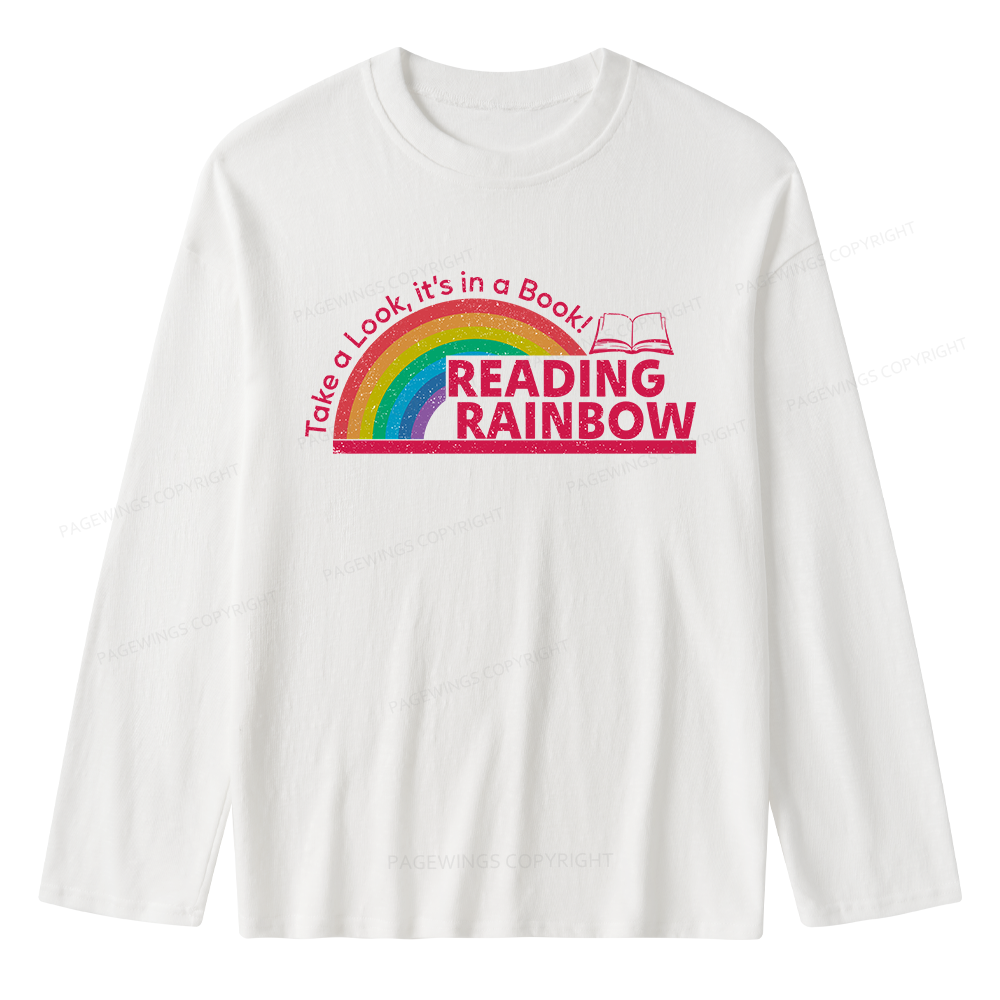 Pagewings Reading With Rainbow Unisex Lightweight Long Sleeve T-Shirt