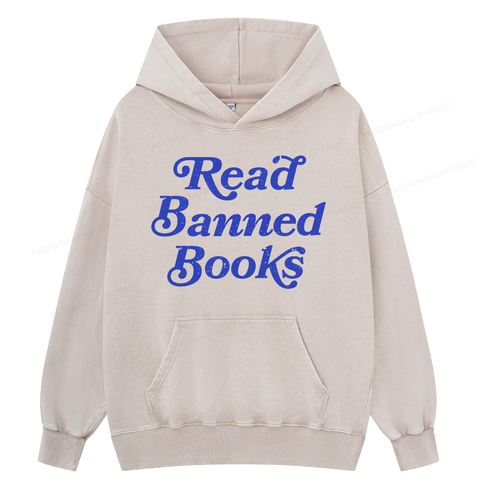 Pagewings Read Banned Books Unisex Washed Hoodie