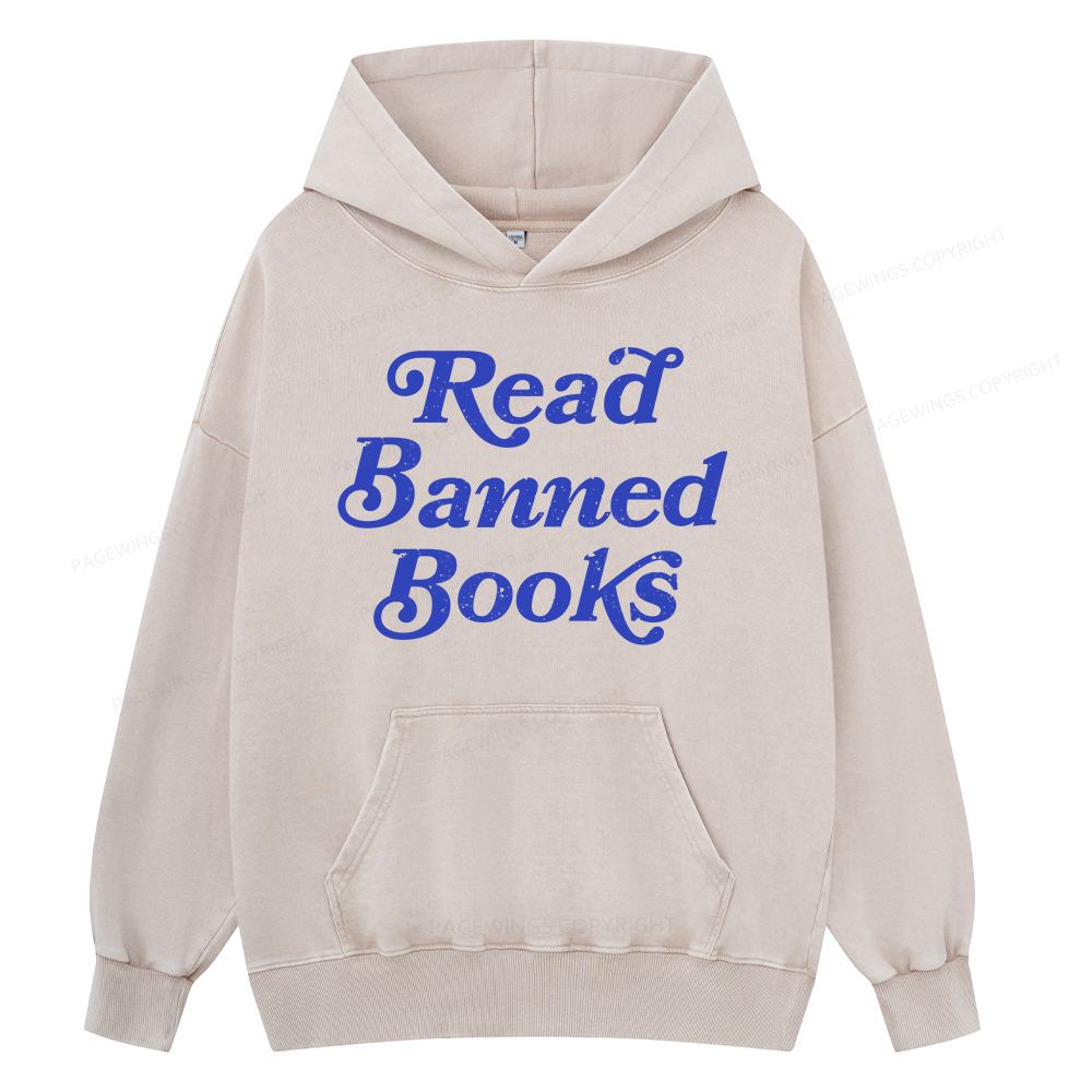 Pagewings Read Banned Books Unisex Washed Hoodie