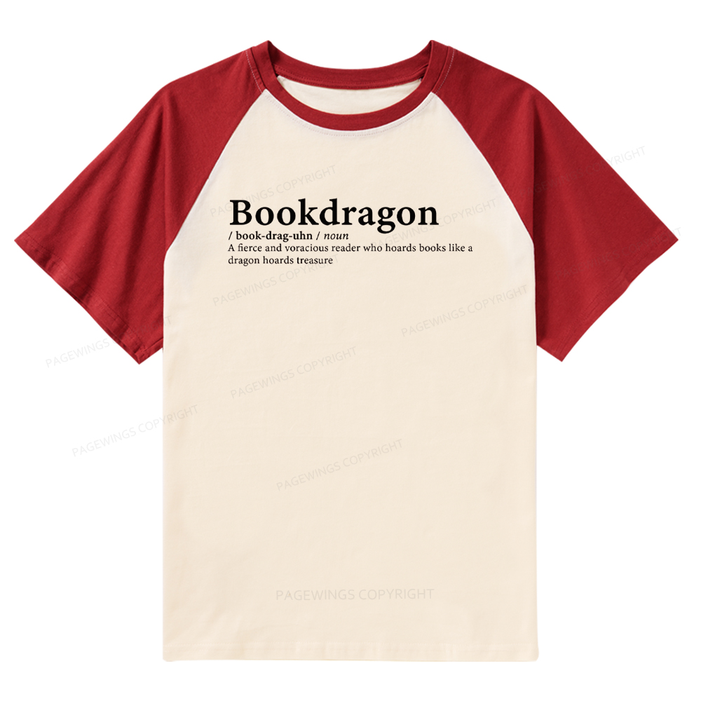 Pagewings Bookdragon: Journey Through Words book lover Raglan T-shirt