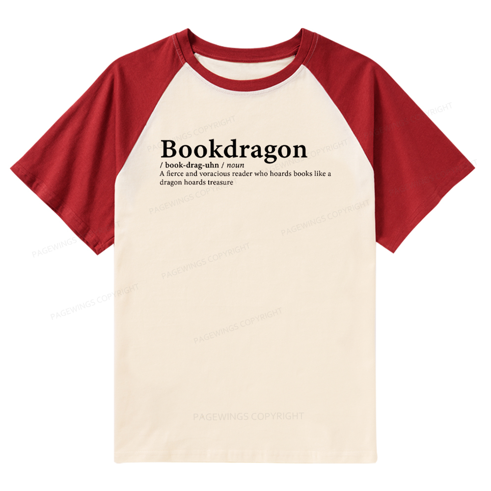 Pagewings Bookdragon: Journey Through Words book lover Raglan T-shirt