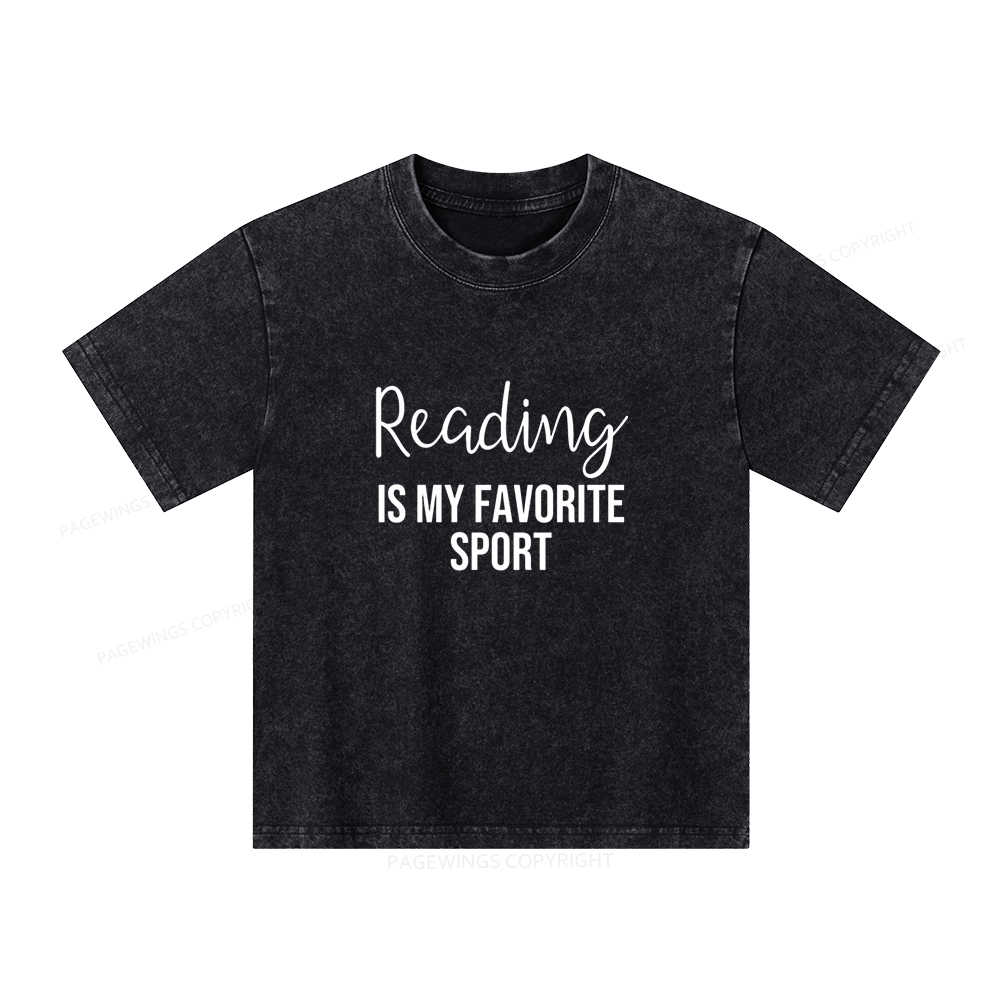 Pagewings Reading is My Favourite Sport Unisex Kids Washed T-shirt
