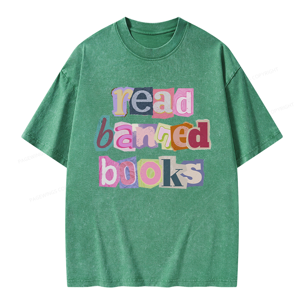 Pagewings Read Banned Books Unisex Washed T-shirt
