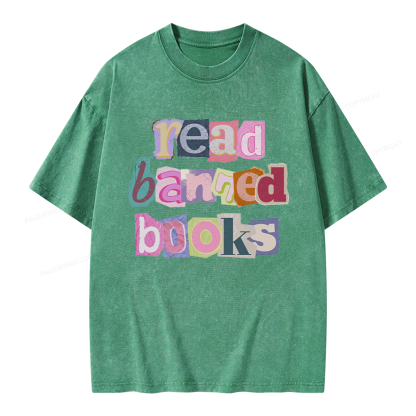 Pagewings Read Banned Books Unisex Washed T-shirt