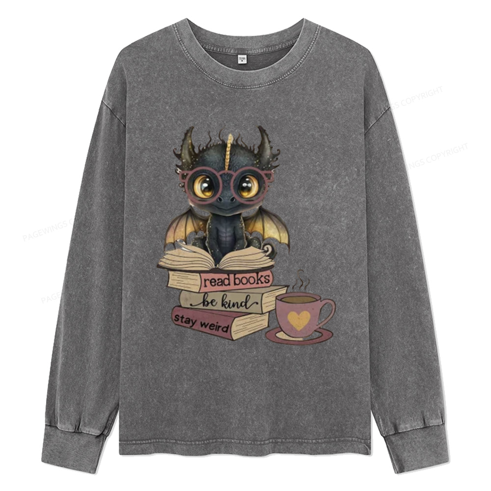 Pagewings Fourth Wing Dargon Unisex Washed Long Sleeve T-shirt