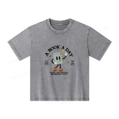 Pagewings A Book A Day Keep The Mental Breakdown Away Unisex Kids Washed T-shirt