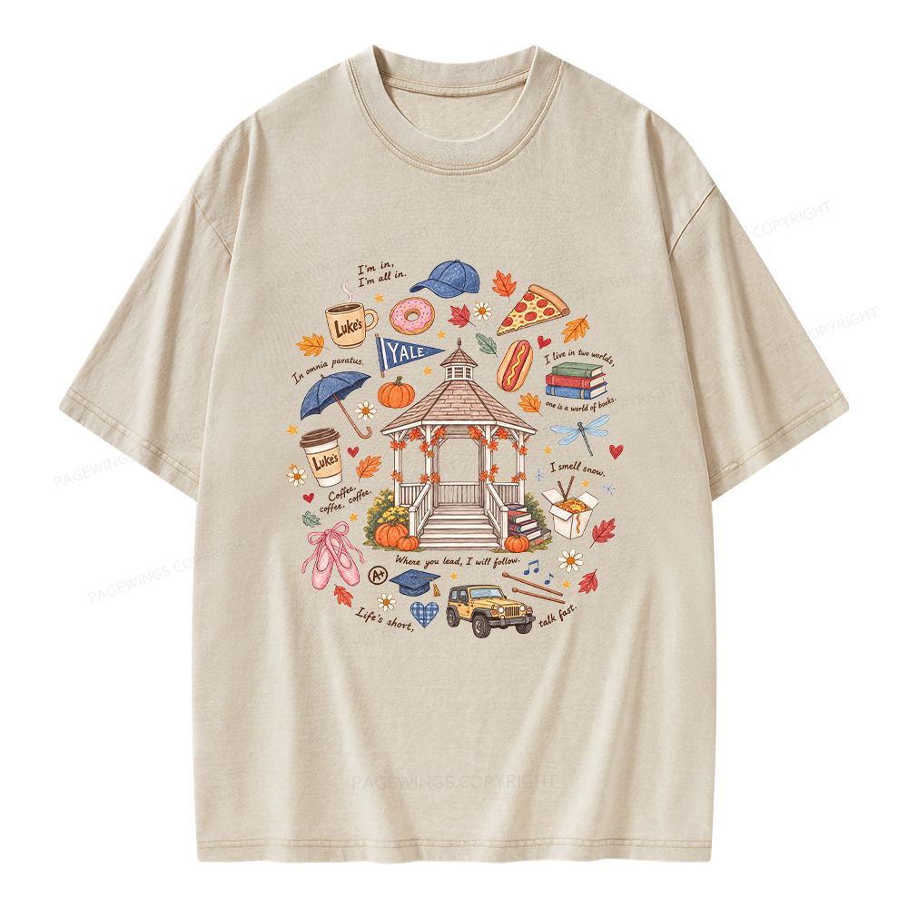 Pagewings Cozy Autumn Book Lover Unisex Washed T-shirt