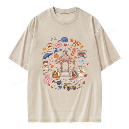 Pagewings Cozy Autumn Book Lover Unisex Washed T-shirt