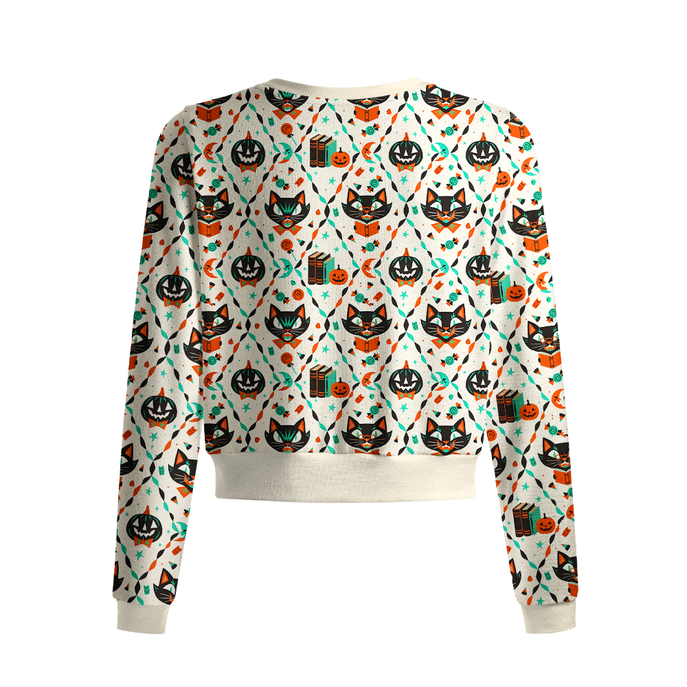 Pagewings Halloween Bookish Crew Neck Cardigan Sweaters